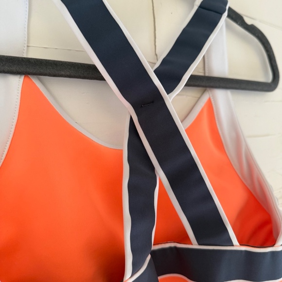 New Balance Racerback Workout Tank Top | Small Orange Navy - Picture 5 of 7